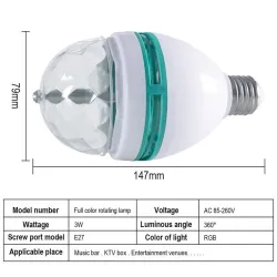 Lampe de scène LED RGB rotative - ampoule - activée par le son - E27