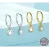 Brincos de argola com cristal branco redondo - prata de lei 925