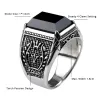Retro signet for menn - med svart onyx stein - 925 sterling sølv