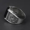 Retro signet for menn - med svart onyx stein - 925 sterling sølv