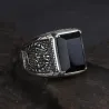 Retro signet for menn - med svart onyx stein - 925 sterling sølv