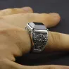Retro signet for menn - med svart onyx stein - 925 sterling sølv