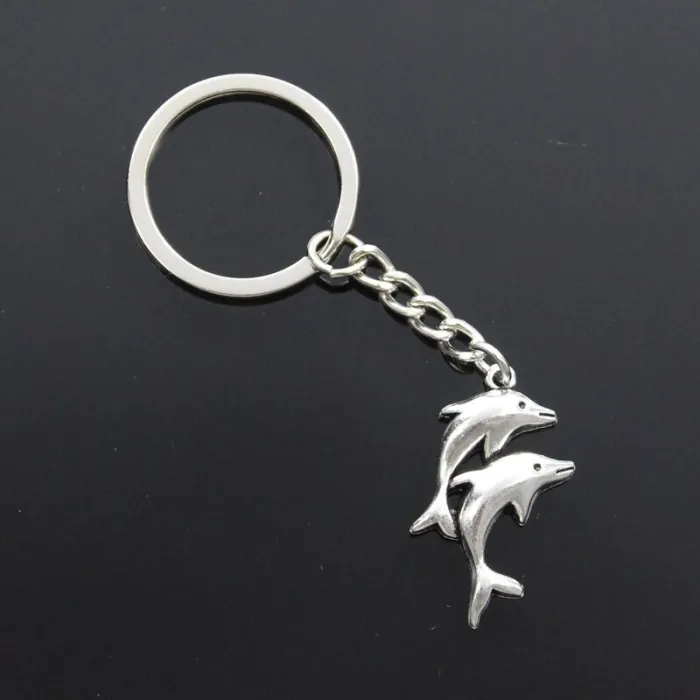 Silver keychain - with double dolphinsKeyrings
