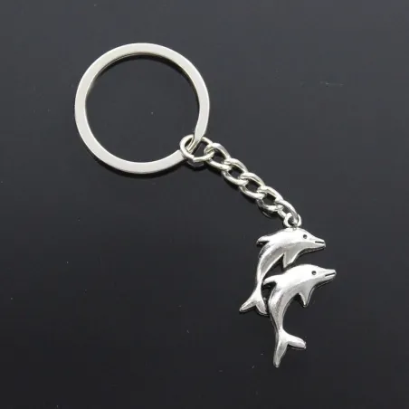 Silver keychain - with double dolphinsKeyrings