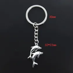 Silver keychain - with double dolphinsKeyrings