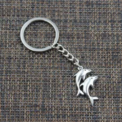 Silver keychain - with double dolphinsKeyrings