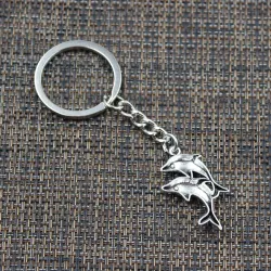 Silver keychain - with double dolphinsKeyrings