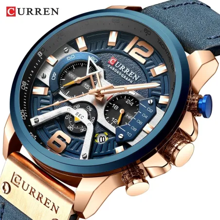 RelojesCURREN - reloj de cuarzo de lujo - correa de piel - resistente al agua