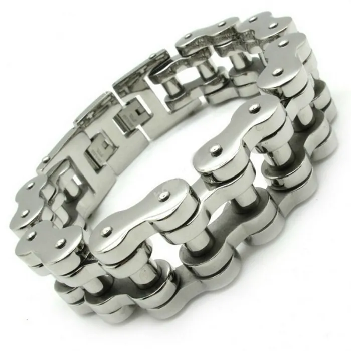 Men's stainless steel bracelet - motorcycle chain design - 22mmBracelets