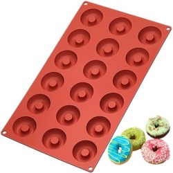 Forma de silicone para donuts - tabuleiro antiaderente - 18 furos