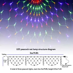 Colorful peacock net - string LED lights - 3 MChristmas