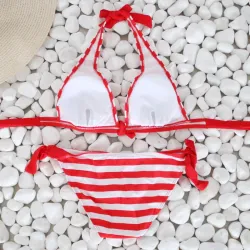Baño y ropaConjunto de bikini sexy a rayas