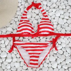 Baño y ropaConjunto de bikini sexy a rayas