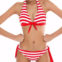 Baño y ropaConjunto de bikini sexy a rayas