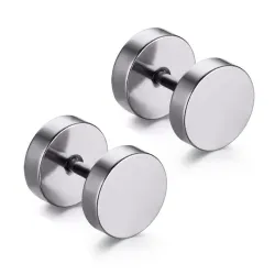 Runde dumbbell - øredobber i rustfritt stål