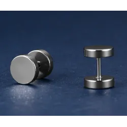 Runde dumbbell - øredobber i rustfritt stål