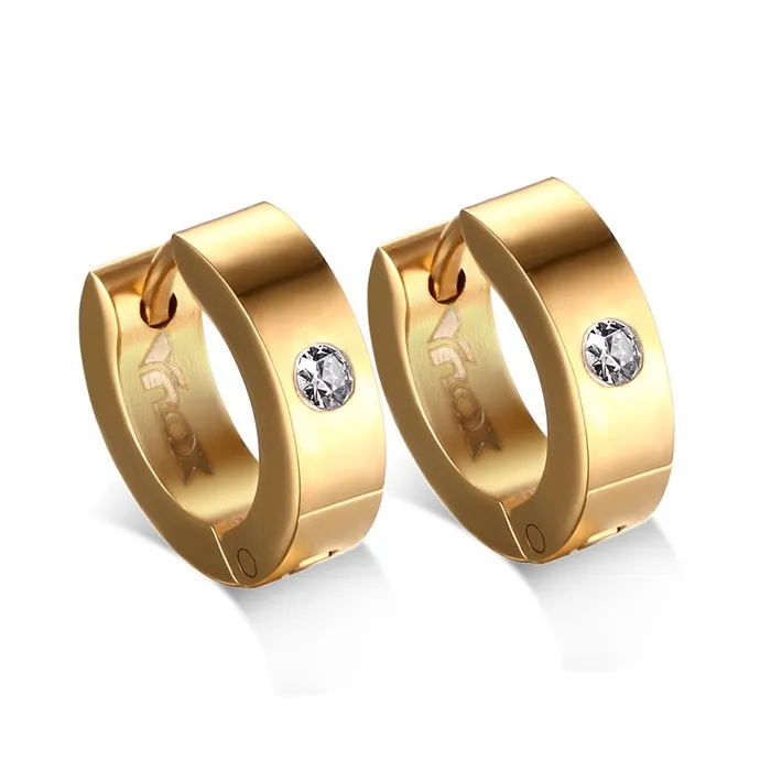 AretesPendientes aros pequeños - con circonitas - acero inoxidable