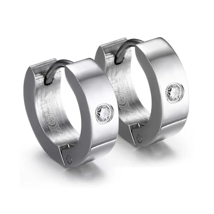 AretesPendientes aros pequeños - con circonitas - acero inoxidable