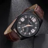 Montre à quartz à la mode - avec bracelet en cuir - ensemble