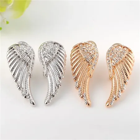 Boucles d'oreilles style vintage - ailes d'ange en cristal