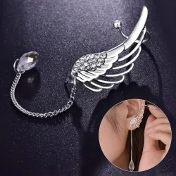 Lange oorbellen met kristallen engelenvleugels - clipsOorbellen
