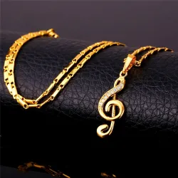 Pingente nota musical / cristais - com colar