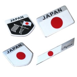 Bilklistermærke i aluminium - emblem - Japans flag