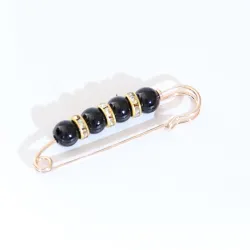 Broche élégante - épingle à nourrice - avec perles noires / blanches - 3 pièces