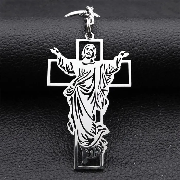 Jesus / kors - metall nyckelring