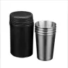 Gobelets de camping en acier inoxydable - avec sac de rangement - 180 ml - 4 pièces