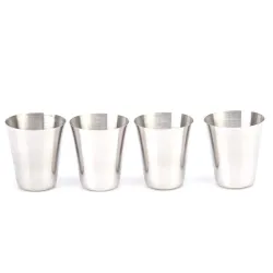 Stainless steel camping cups - with storage bag - 180 ml - 4 piecesOutdoor & Camping