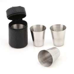 Bicchieri da campeggio in acciaio inox - con custodia - 180 ml - 4 pezzi