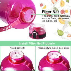 Waterfles - met tijdmarkering - waterdrinkmotivatie - filternet - fruitinfusie - BPA-vrijWaterflessen