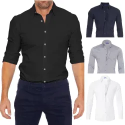 Tyylikäs paita, jossa pitkät hihat - vetoketju / napit - slim fit