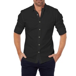 Elegant skjorte med lange ermer - med glidelås/knapper - slim fit