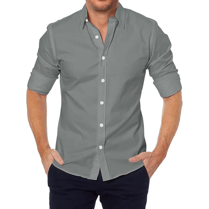 Elegant skjorte med lange ærmer - med lynlås/knapper - slim fit