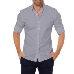 Camisa elegante com mangas compridas - com zíper / botões - corte justo