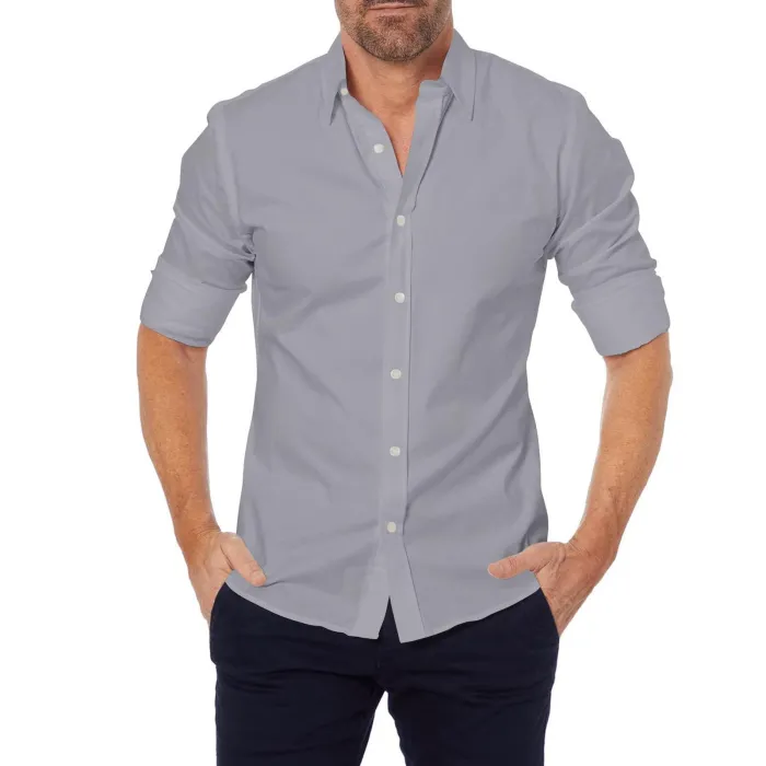 Elegantes Hemd mit langen Ärmeln – mit Reißverschluss/Knöpfen – schmale Passform