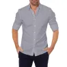 Camisa elegante com mangas compridas - com zíper / botões - corte justo