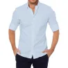 Camisa elegante com mangas compridas - com zíper / botões - corte justo