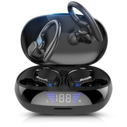 TWS VV2 - Bluetooth-øretelefoner - ørekrok - med mikrofon / ladeboks / LED-display