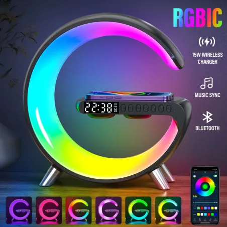 LED nattlys - RGB - USB - vekkerklokke / høyttaler / APP-kontroll