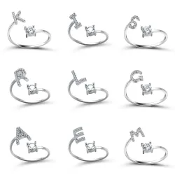 Aanpasbare ring - A-Z alfabetletters met strass steentjesRingen