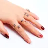 Ring som kan endre størrelse - A-Z alfabetbokstaver med rhinestones