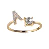 Ring som kan endre størrelse - A-Z alfabetbokstaver med rhinestones