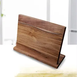 Damaskus knivsæt - skarpt blad - træskaft - magnetisk holder - 6 stk