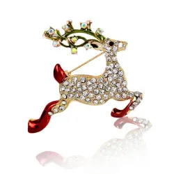 Renne en cristal - Broche de Noël