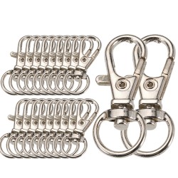 Metallhummer - dreibar lås - kroker - klips - spenne - nøkkelring - 20 stykker