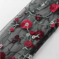 Blusas y camisasBlusa vintage de manga larga - malla transparente con bordado floral