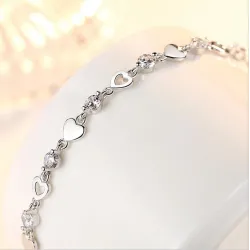 925 sterling zilver - hartjes/kristallen - armbandArmbanden